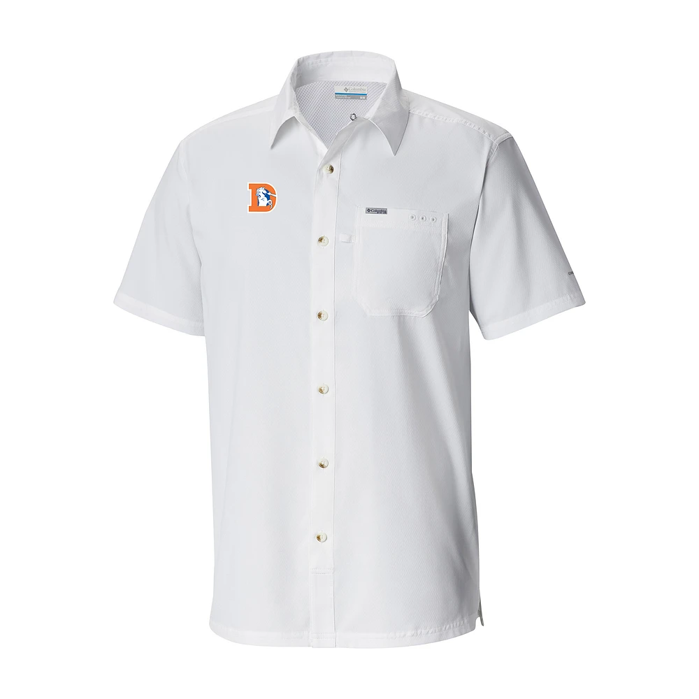 Men's Columbia Denver Broncos Throwback Logo Slack Tide Omni-Wick Button-Up Camp Shirt
