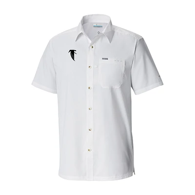 Men's Columbia White Atlanta Falcons Throwback Logo Slack Tide Omni-Wick Button-Up Camp Shirt