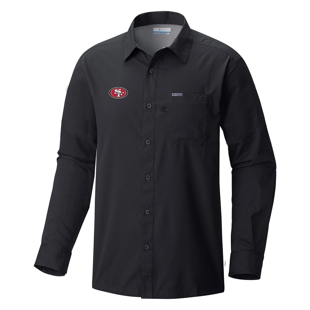 Men's Columbia Black San Francisco 49ers Slack Tide Omni-Wick Long Sleeve Button-Up Camp Shirt