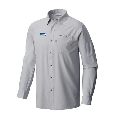 Men's Columbia Gray Seattle Seahawks Slack Tide Omni-Wick Long Sleeve Button-Up Camp Shirt