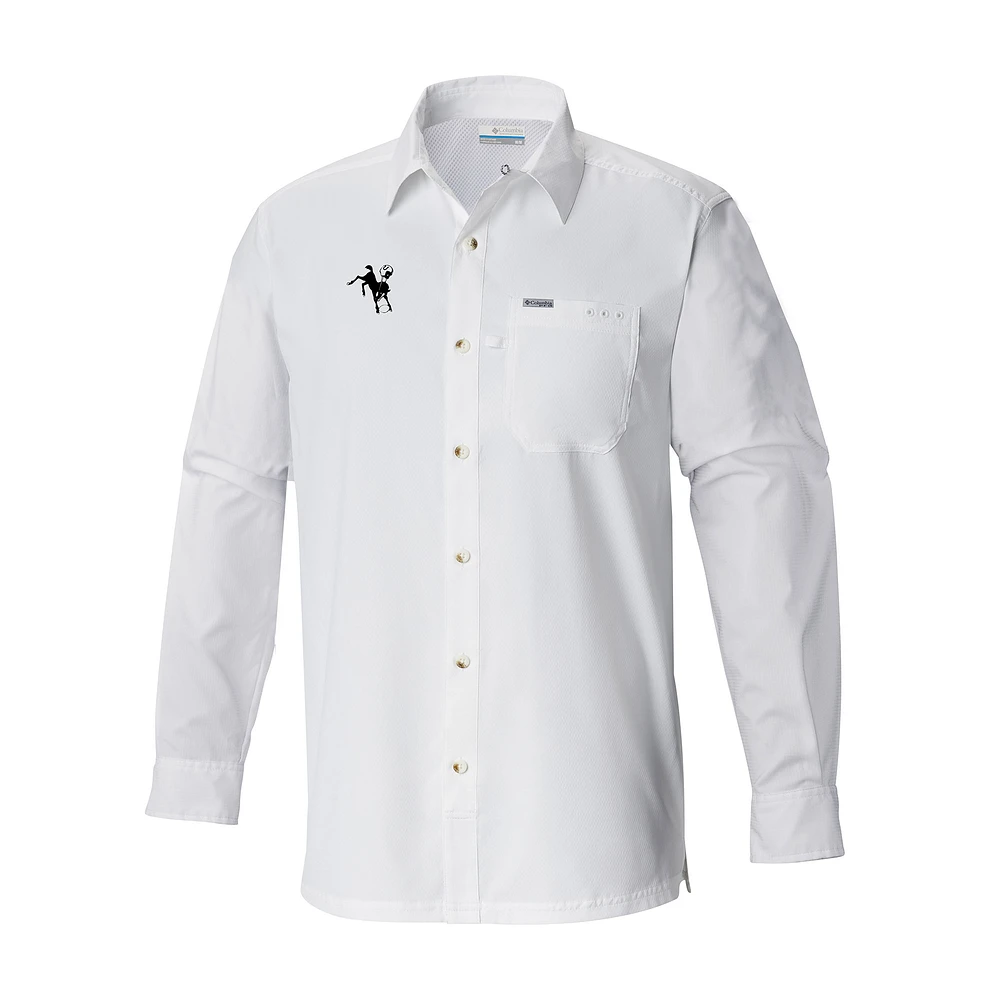 Men's Columbia White Indianapolis Colts Slack Tide Omni-Wick Long Sleeve Button-Up Camp Shirt