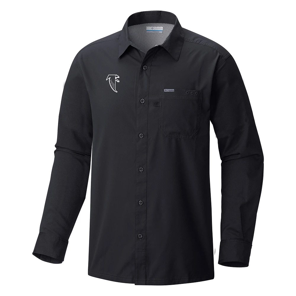 Men's Columbia Black Atlanta Falcons Slack Tide Omni-Wick Long Sleeve Button-Up Camp Shirt