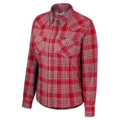 Women's Colosseum x Wrangler Red Georgia Bulldogs Plaid Long Sleeve Western Full-Snap Top
