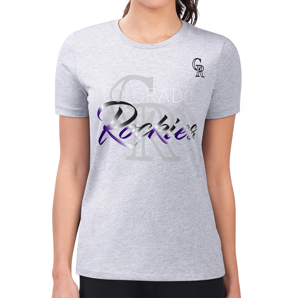 Women's G-III 4Her by Carl Banks Heather Gray Colorado Rockies Super-Slim Fit Lightweight Shadow Logo Graphic T-Shirt