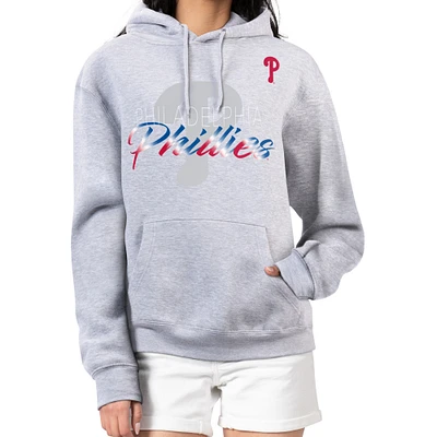 Women's G-III 4Her by Carl Banks Heather Gray Philadelphia Phillies Shadow Logo Graphic Pullover Hoodie