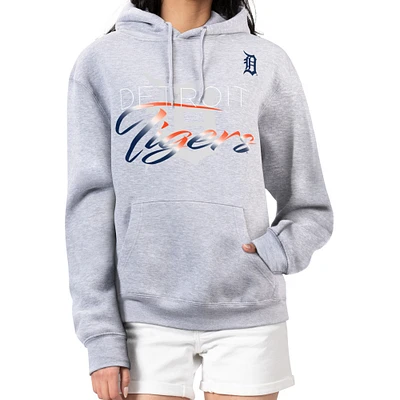 Women's G-III 4Her by Carl Banks Heather Gray Detroit Tigers Shadow Logo Graphic Pullover Hoodie