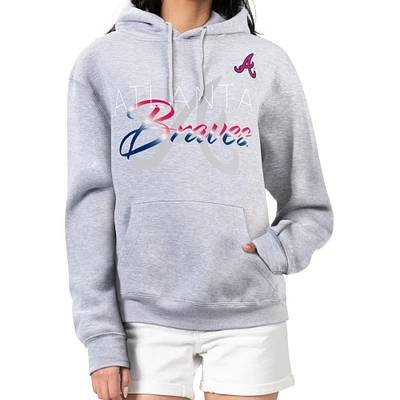 Women's G-III 4Her by Carl Banks Heather Gray Atlanta Braves Shadow Logo Graphic Pullover Hoodie