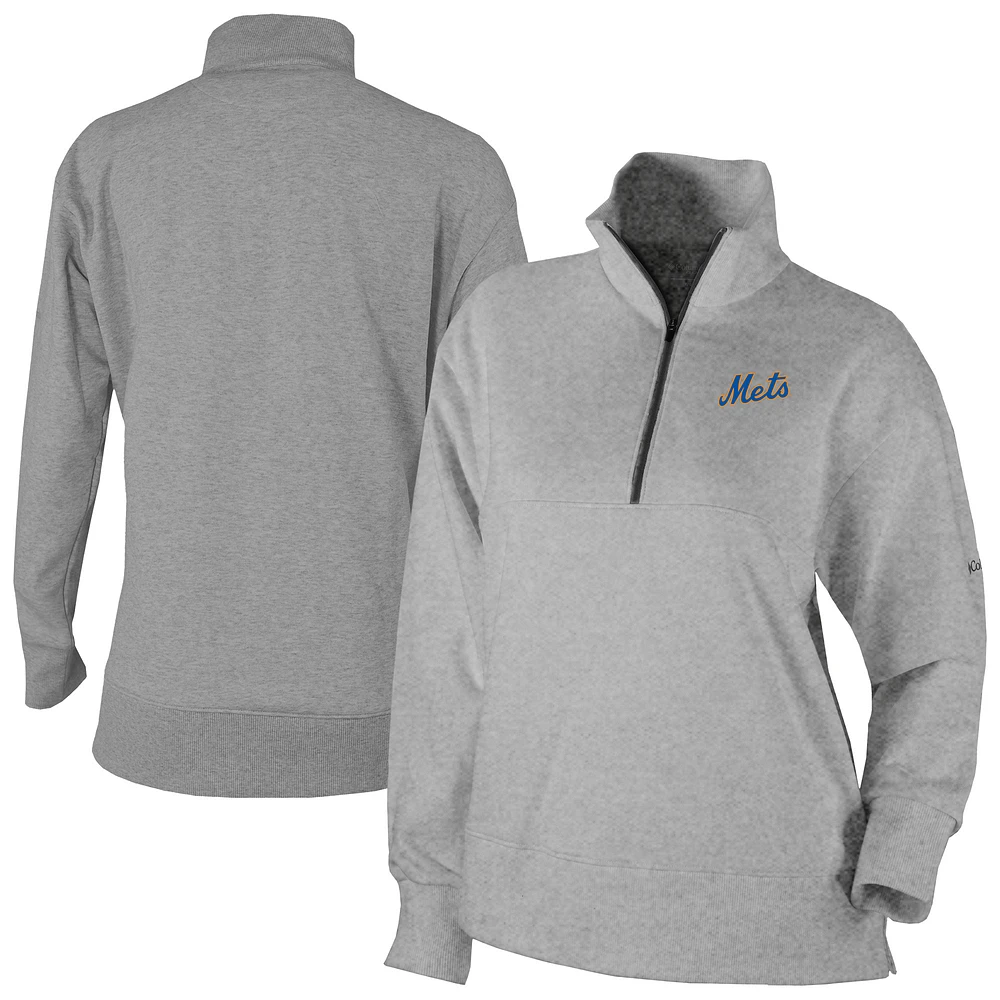 Women's Columbia Gray New York Mets Birchwood Hills Quarter-Zip Pullover