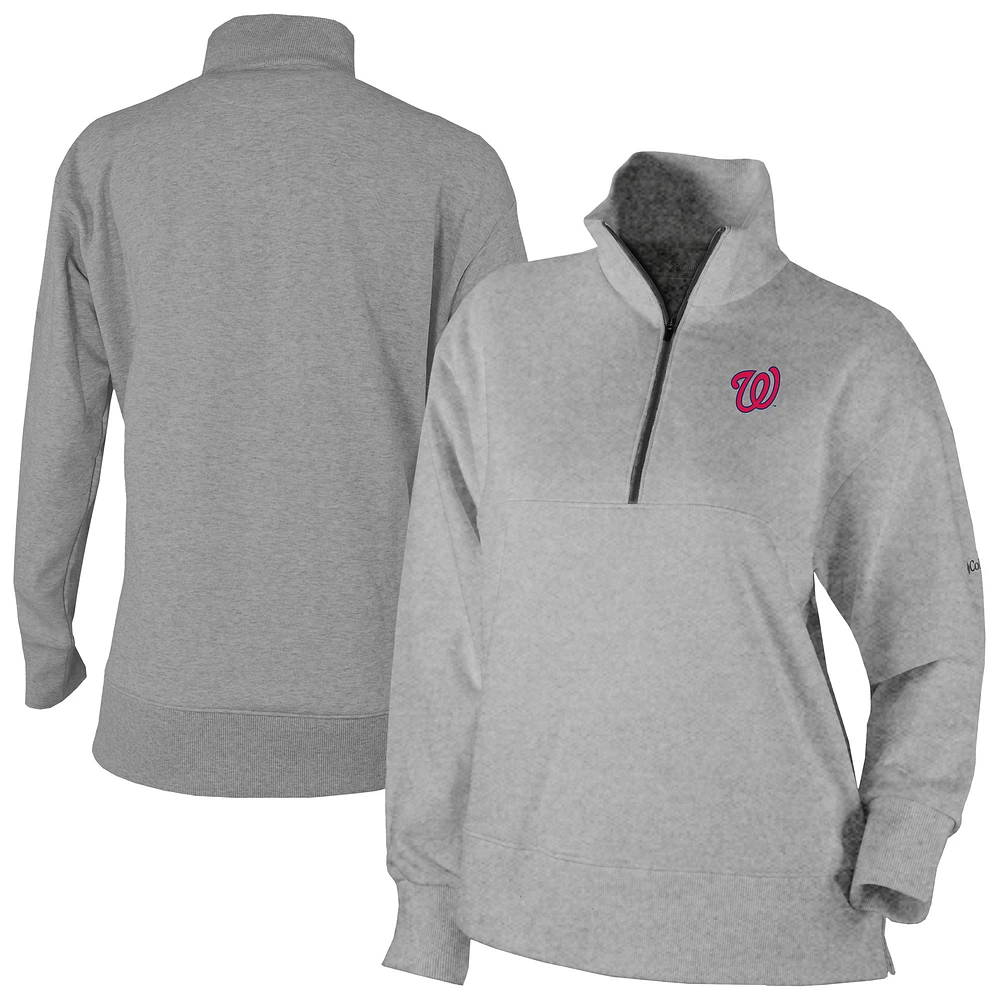 Women's Columbia Gray Washington Nationals Birchwood Hills Quarter-Zip Pullover