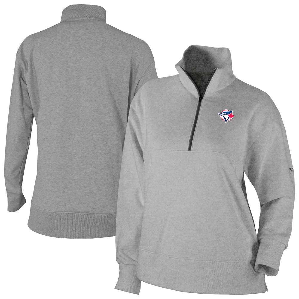 Women's Columbia Gray Toronto Blue Jays Birchwood Hills Quarter-Zip Pullover