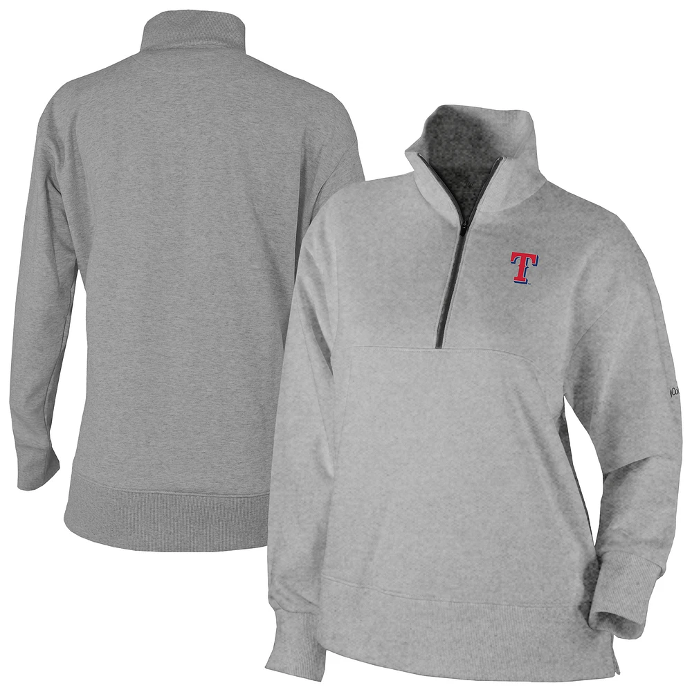 Women's Columbia Gray Texas Rangers Birchwood Hills Quarter-Zip Pullover