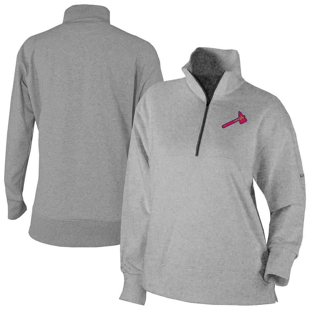 Women's Columbia Gray Atlanta Braves Birchwood Hills Quarter-Zip Pullover