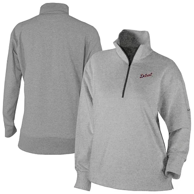 Women's Columbia Gray Detroit Tigers Birchwood Hills Quarter-Zip Pullover
