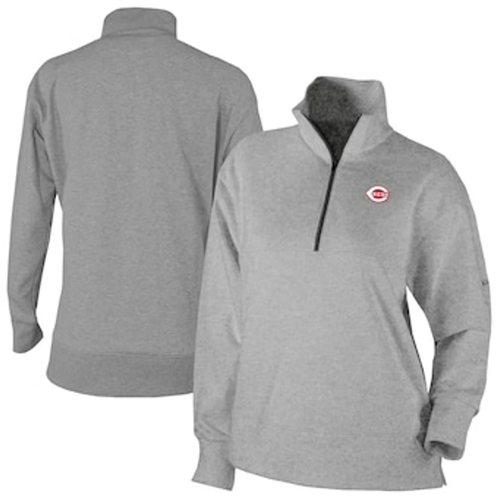 Women's Columbia Gray Cincinnati Reds Birchwood Hills Quarter-Zip Pullover
