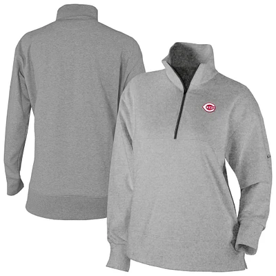 Women's Columbia Gray Cincinnati Reds Birchwood Hills Quarter-Zip Pullover