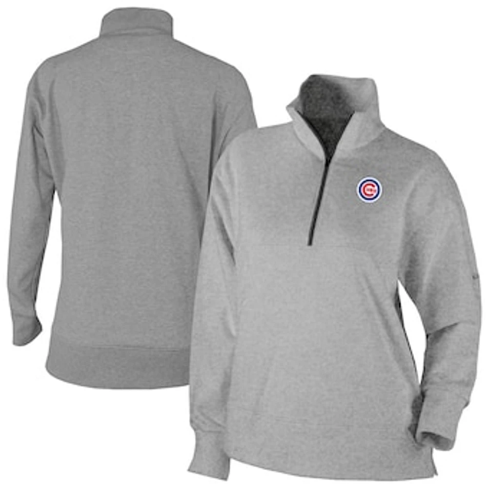 Women's Columbia Gray Chicago Cubs Birchwood Hills Quarter-Zip Pullover