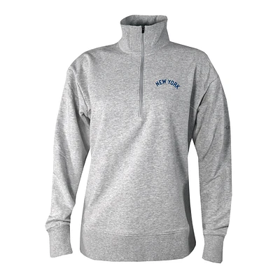 Women's Columbia Gray New York Yankees Birchwood Hills Quarter-Zip Pullover