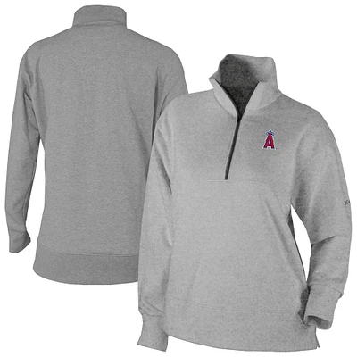 Women's Columbia Gray Los Angeles Angels Birchwood Hills Quarter-Zip Pullover
