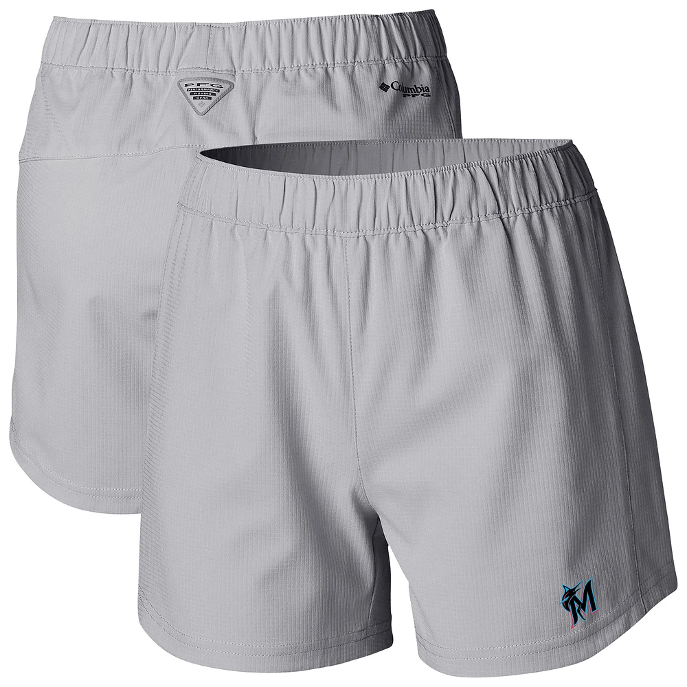 Women's Columbia Gray Miami Marlins Tamiami Pull-On Shorts
