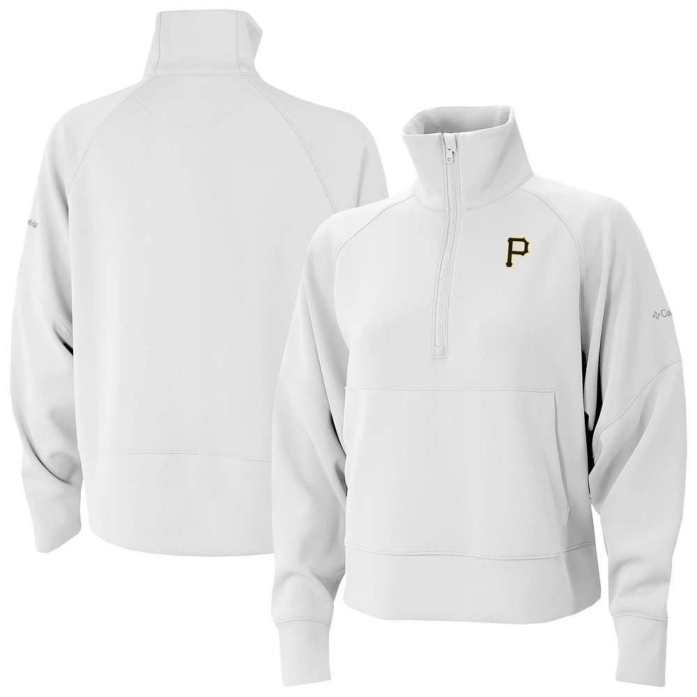 Women's Columbia White Pittsburgh Pirates Wickhams Hills Raglan Omni-Wick Quarter-Zip Pullover