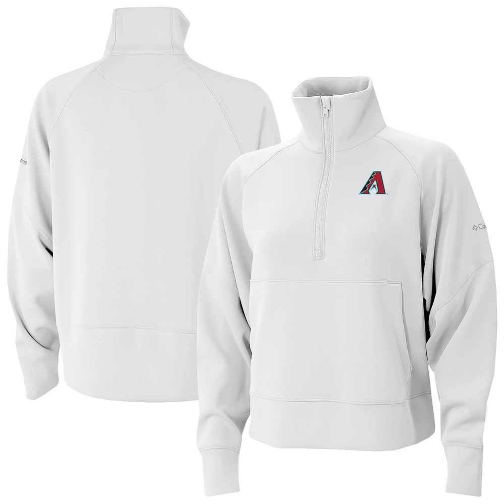 Women's Columbia White Arizona Diamondbacks Wickhams Hills Raglan Omni-Wick Quarter-Zip Pullover