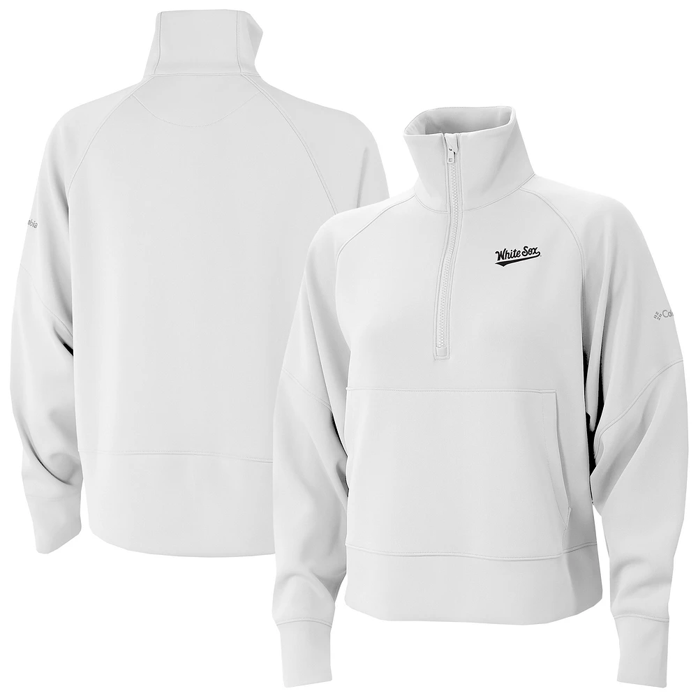 Women's Columbia White Chicago Sox Wickhams Hills Raglan Omni-Wick Quarter-Zip Pullover