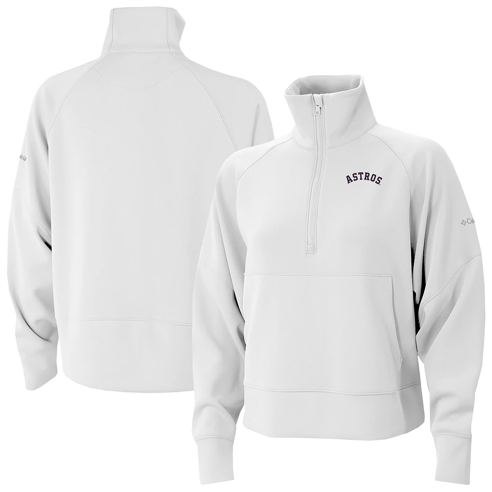 Women's Columbia White Houston Astros Wickhams Hills Raglan Omni-Wick Quarter-Zip Pullover