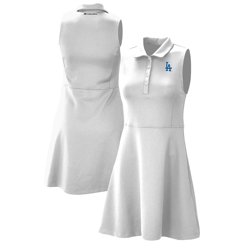 Women's Columbia White Los Angeles Dodgers Omni-Wick Polo Match Dress