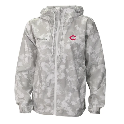 Women's Columbia Gray/White Cincinnati Reds Flash Challenger Full-Zip Hoodie Windbreaker Jacket