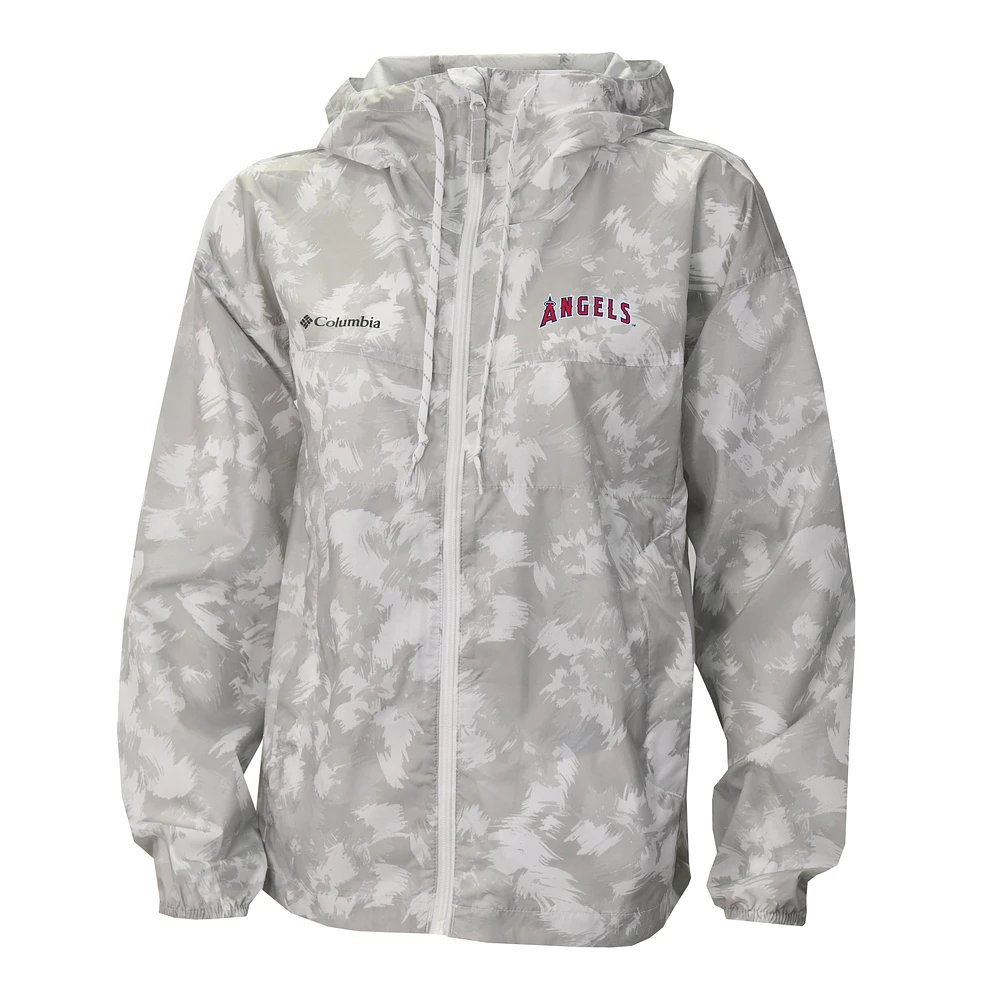 Women's Columbia Gray/White Los Angeles Angels Flash Challenger Full-Zip Hoodie Windbreaker Jacket
