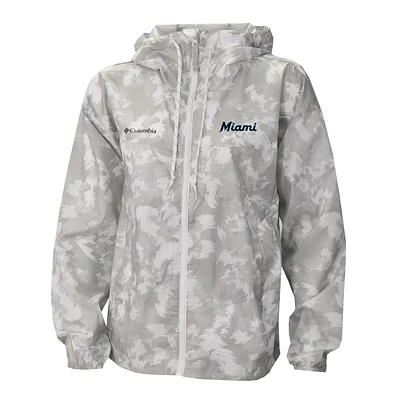 Women's Columbia Gray/White Miami Marlins Flash Challenger Full-Zip Hoodie Windbreaker Jacket