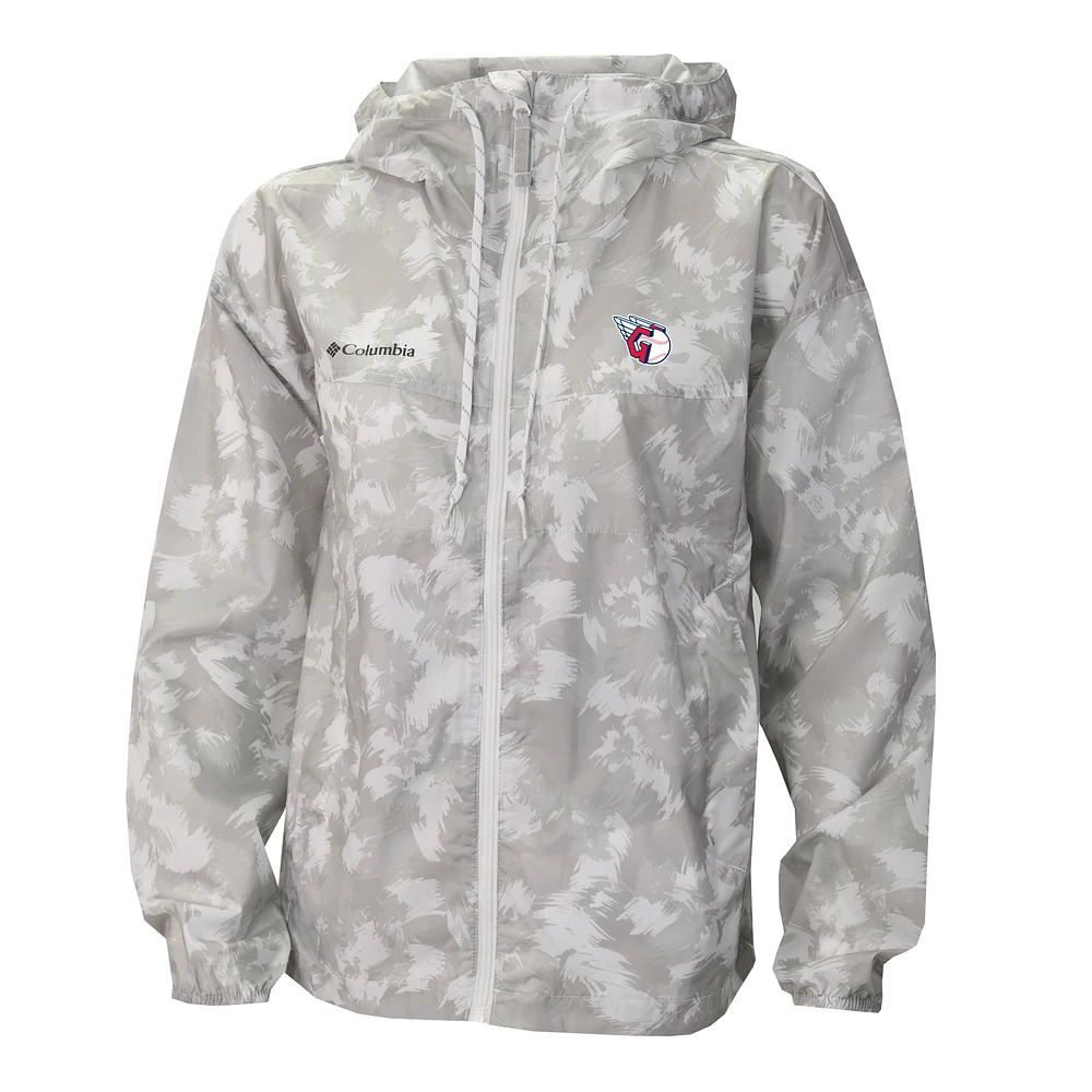 Women's Columbia Gray/White Cleveland Guardians Flash Challenger Full-Zip Hoodie Windbreaker Jacket