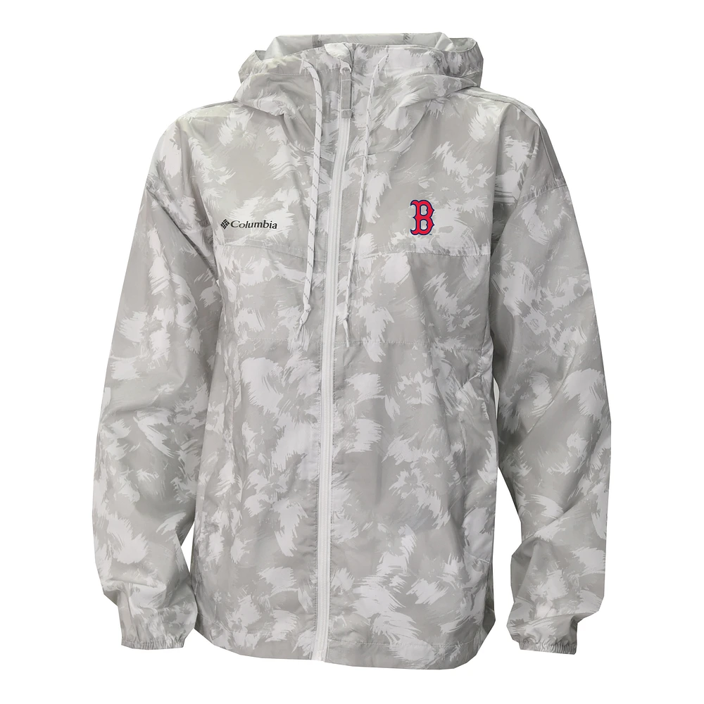 Women's Columbia Gray/White Boston Red Sox Flash Challenger Full-Zip Hoodie Windbreaker Jacket