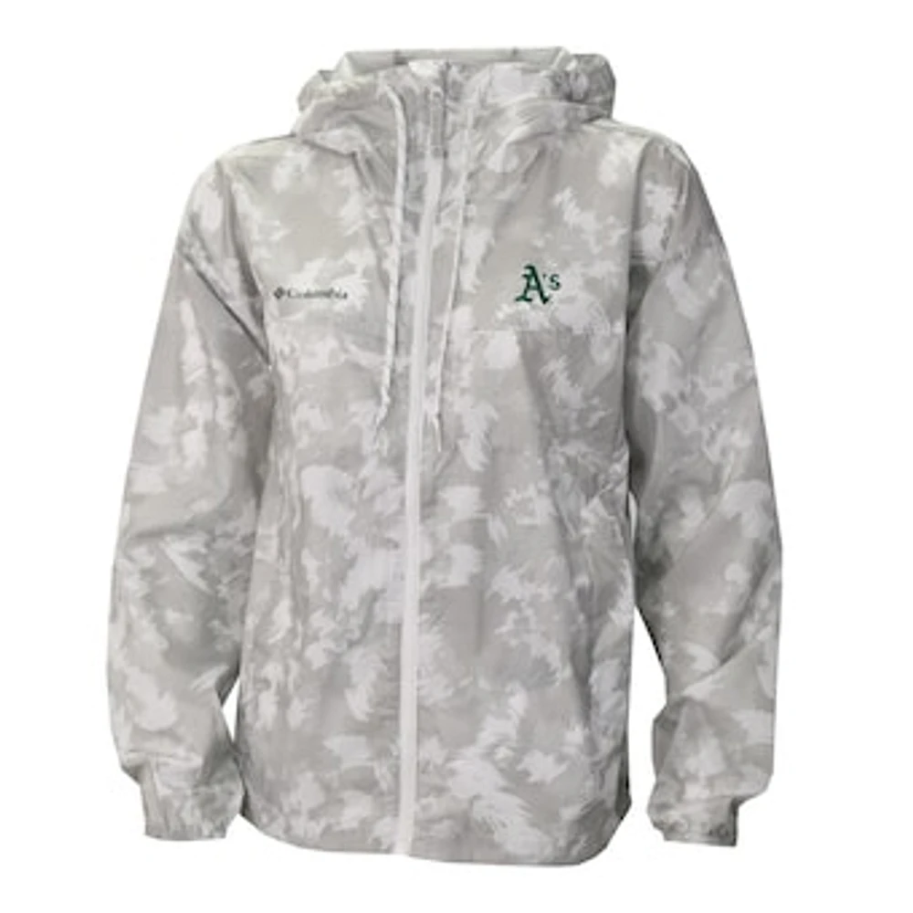 Women's Columbia Gray/White Athletics Flash Challenger Full-Zip Hoodie Windbreaker Jacket