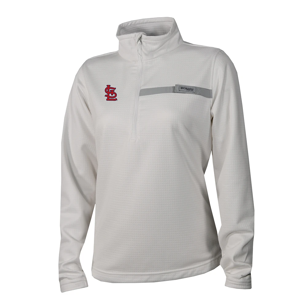 Women's Columbia White St. Louis Cardinals Skiff Guide Fleece Half-Zip Pullover Jacket