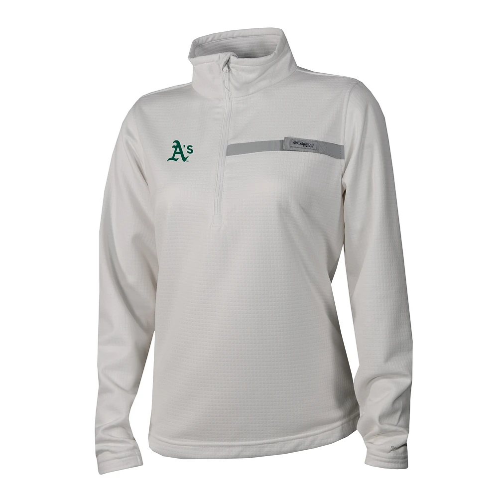Women's Columbia White Athletics Skiff Guide Fleece Half-Zip Pullover Jacket