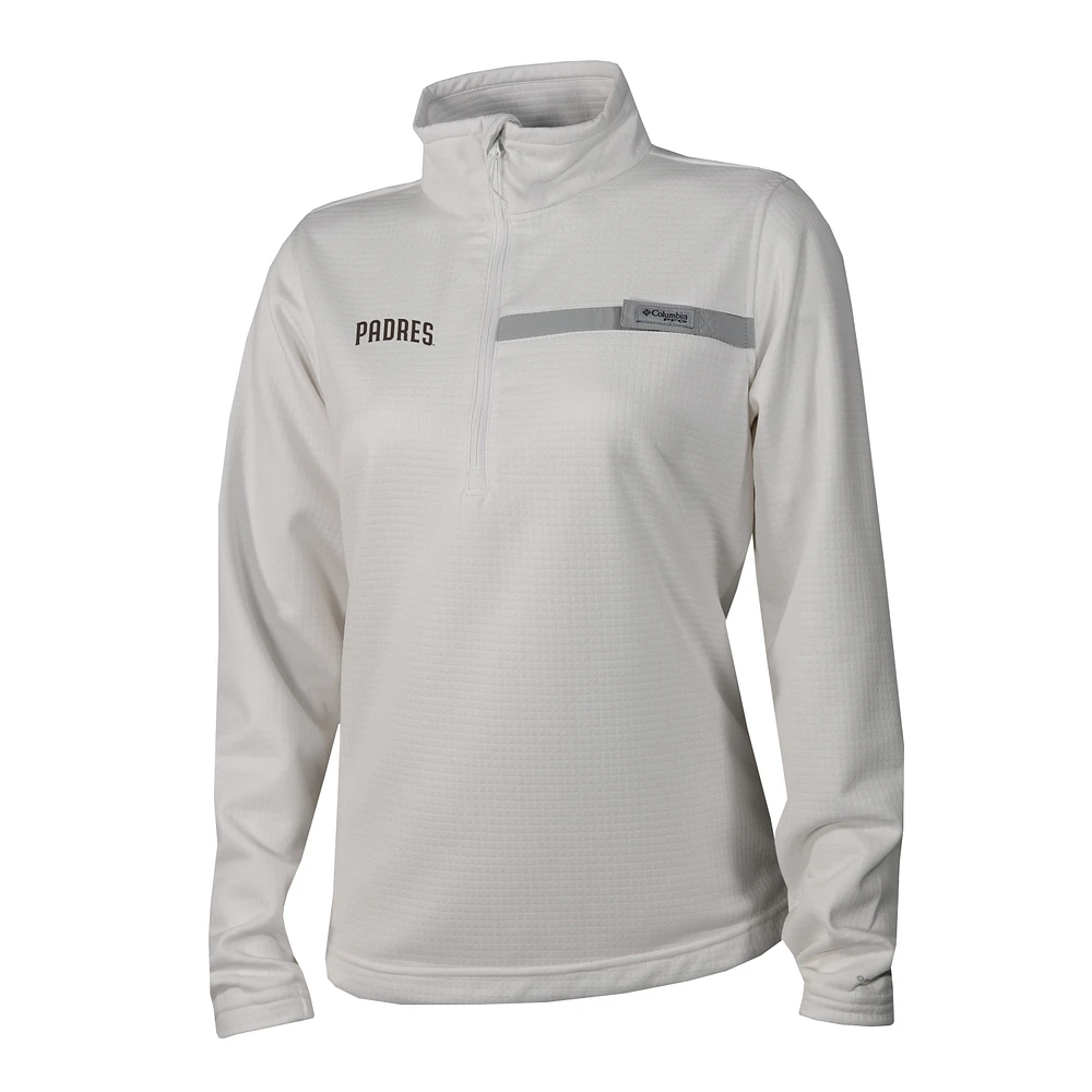 Women's Columbia White San Diego Padres Skiff Guide Fleece Half-Zip Pullover Jacket