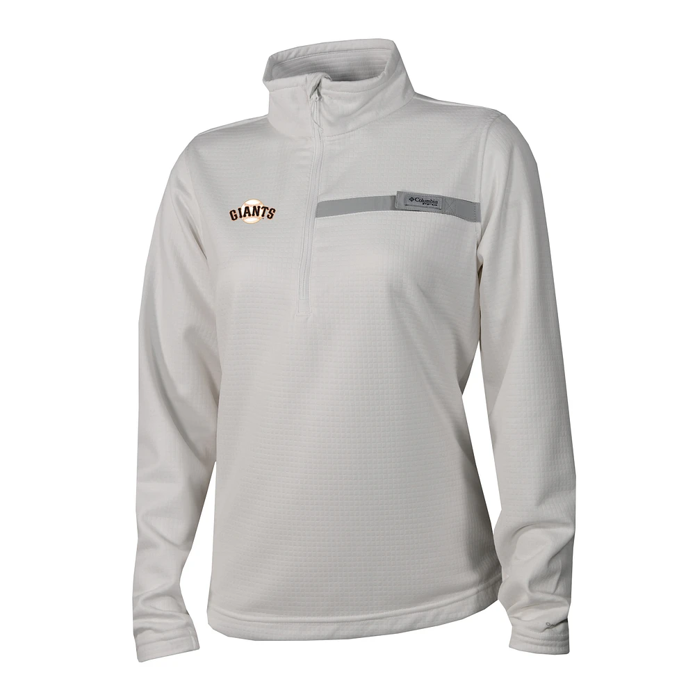 Women's Columbia White San Francisco Giants Skiff Guide Fleece Half-Zip Pullover Jacket