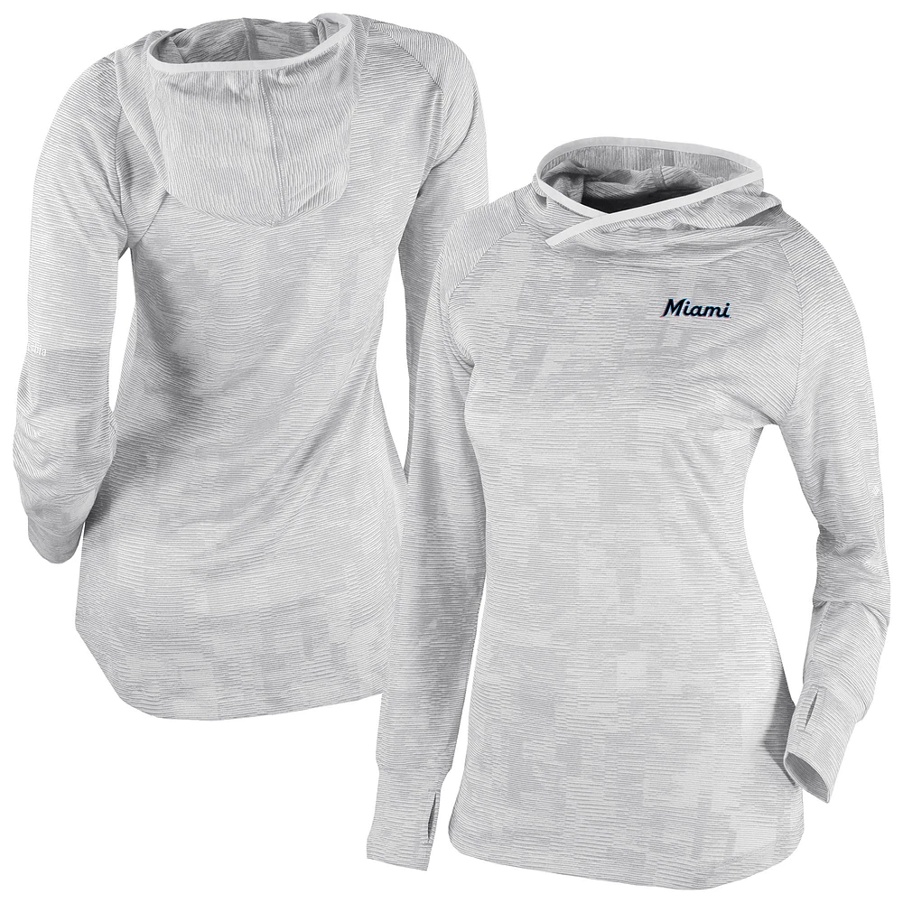 Women's Columbia White Miami Marlins Omni-Wick Sunday Ball Raglan Pullover Hoodie