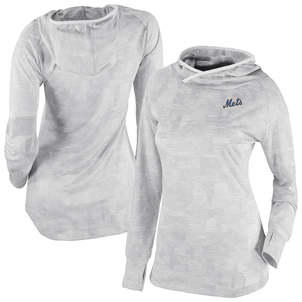 Women's Columbia White New York Mets Omni-Wick Sunday Ball Raglan Pullover Hoodie