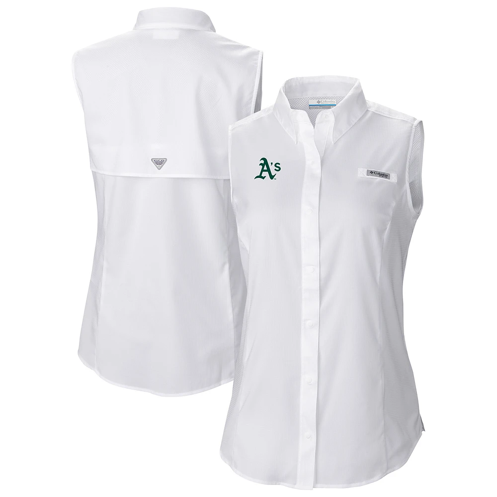 Women's Columbia White Athletics Tamiami Sleeveless Shirt