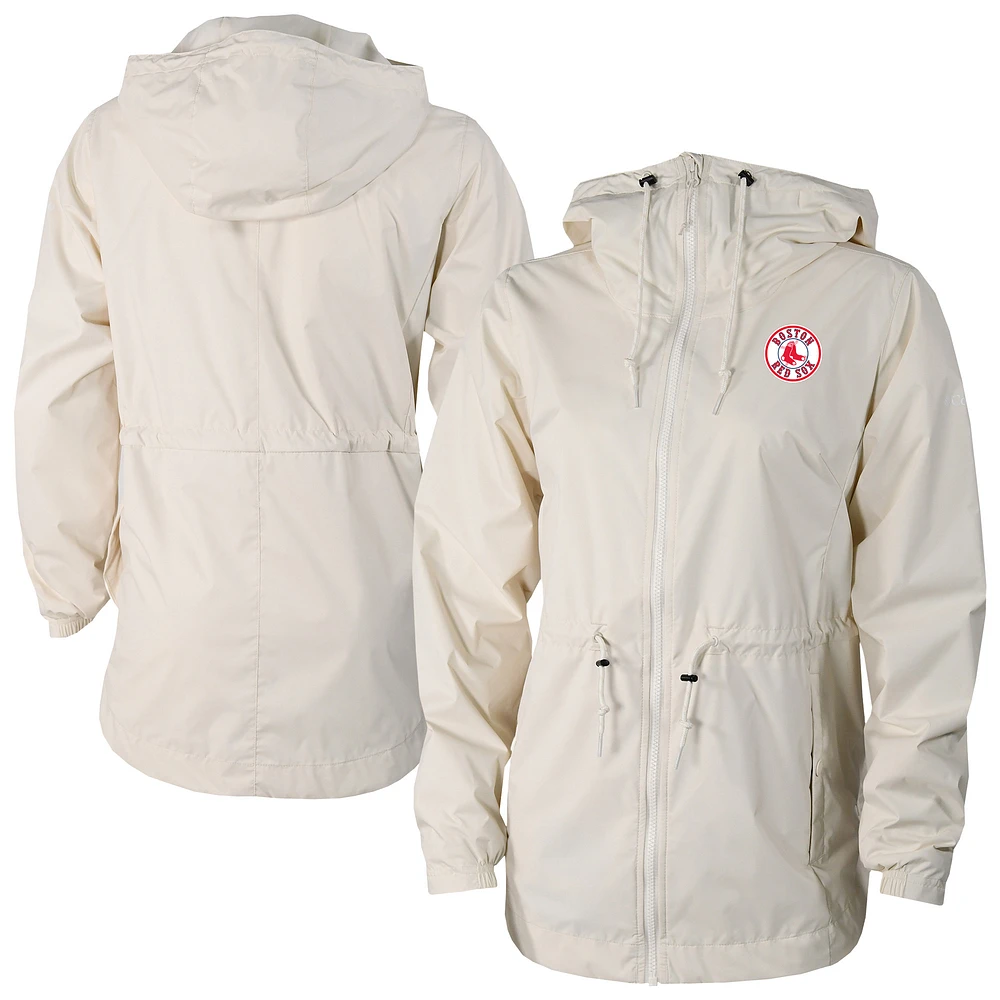 Women's Columbia Cream Boston Red Sox Lily Park Full-Zip Rain Jacket
