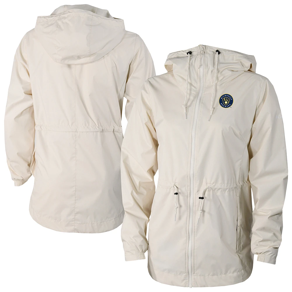 Women's Columbia Cream Milwaukee Brewers Lily Park Full-Zip Rain Jacket