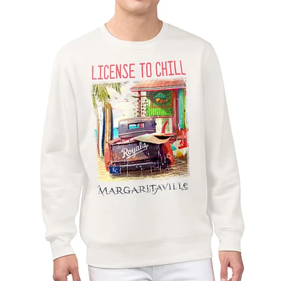 Men's Margaritaville Cream Kansas City Royals License to Chill Fleece Sweatshirt