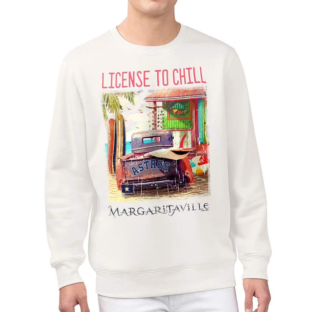 Men's Margaritaville Cream Houston Astros License to Chill Fleece Sweatshirt