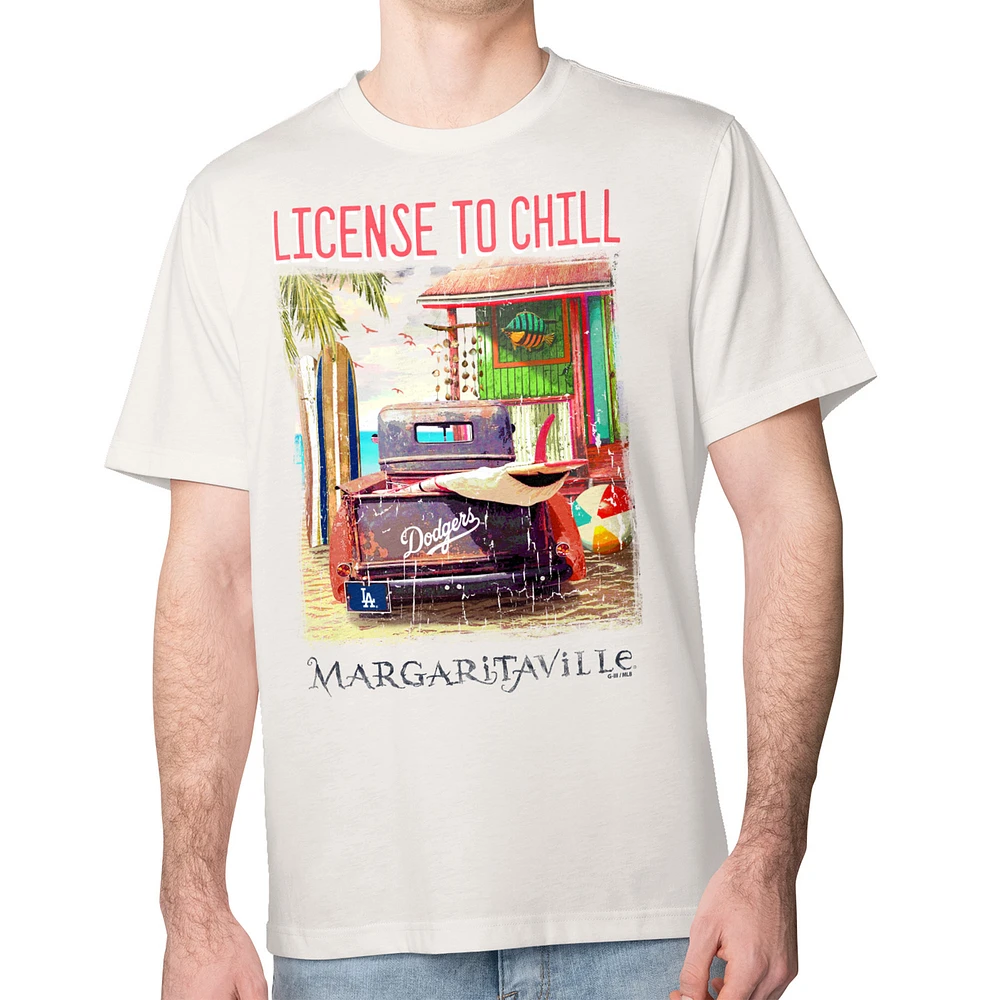 Men's Margaritaville Cream Los Angeles Dodgers License to Chill T-Shirt