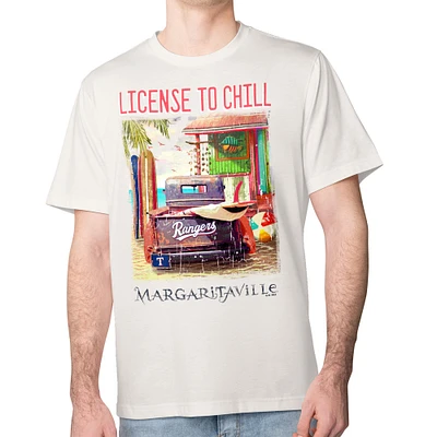 Men's Margaritaville Cream Texas Rangers License to Chill T-Shirt