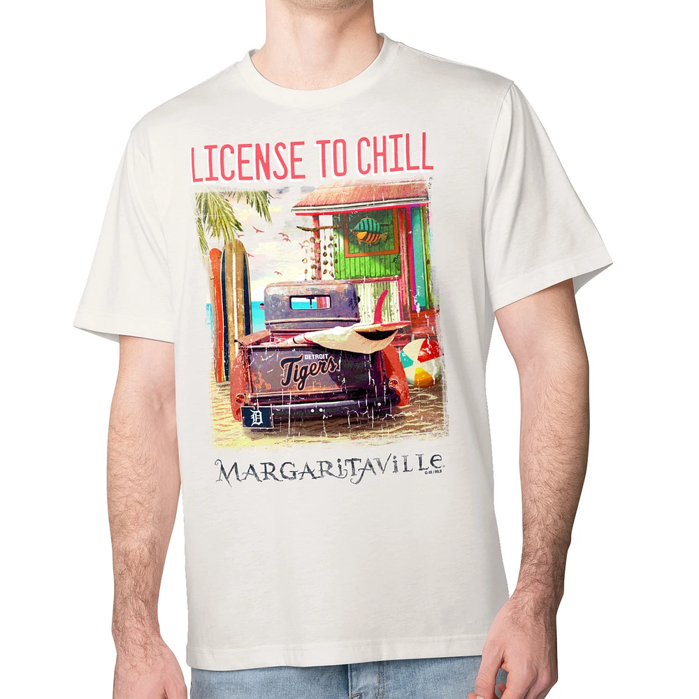 Men's Margaritaville Cream Detroit Tigers License to Chill T-Shirt