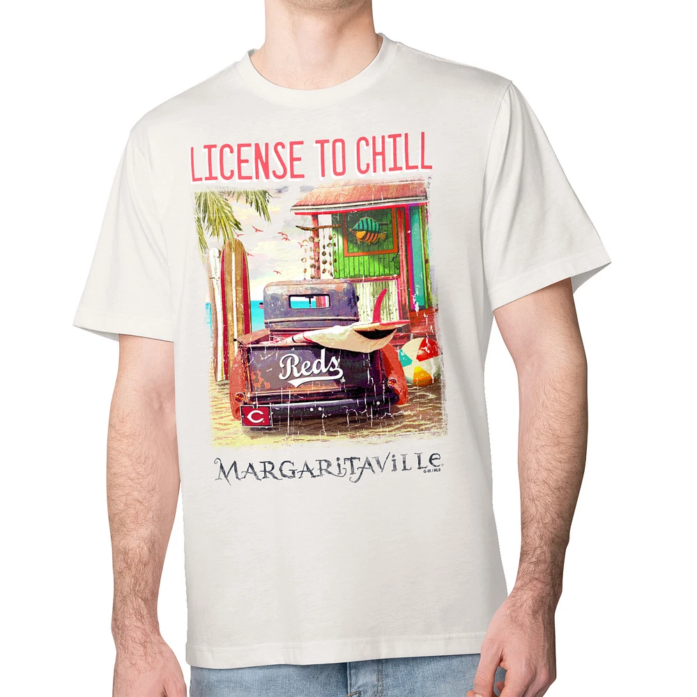 Men's Margaritaville Cream Cincinnati Reds License to Chill T-Shirt