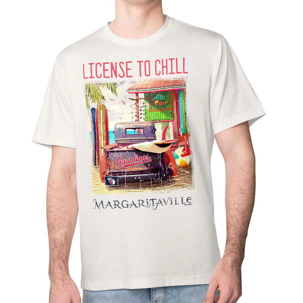 Men's Margaritaville Cream Cleveland Guardians License to Chill T-Shirt